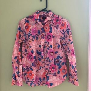 J Crew Liberty floral print popover blouse Sz 0